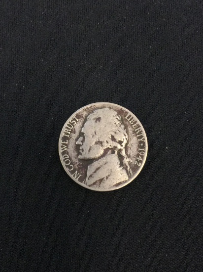 1942 United States Jefferson War Nickel - 35% Silver Coin