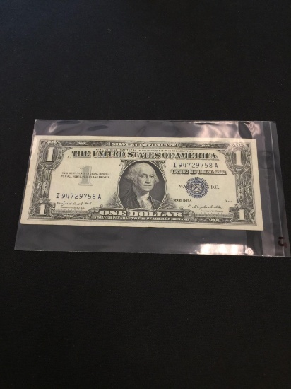 1957-A United States $1 Washington Silver Certificate Bill Currency Note