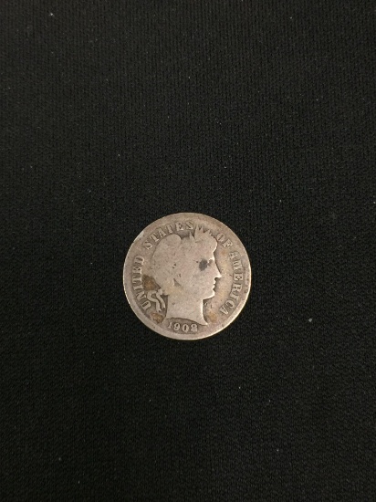 1908 United States Barber Dime - 90% Silver Coin