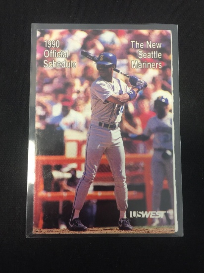 Rare 1990 Seattle Mariners Pocket Schedule with Ken Griffey Jr. on Front