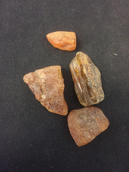 Lot of 4 Unpolished Unserached Baltic Amber Pieces - 7.61 Grams