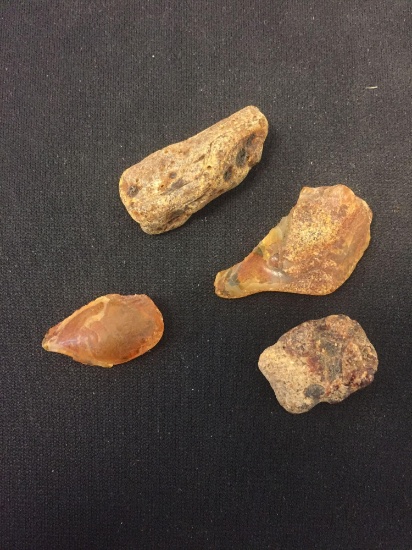 Lot of 4 Unpolished Unserached Baltic Amber Pieces - 6.24 Grams