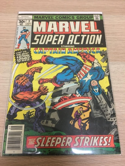 Marvel, Super Action, Captain America "The Sleeper Strikes!" #3 Sept Comic Book