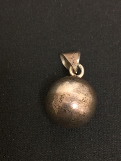 Old Pawn Mexico 15 mm Round Sterling Silver Jingle Bell Ball Pendant