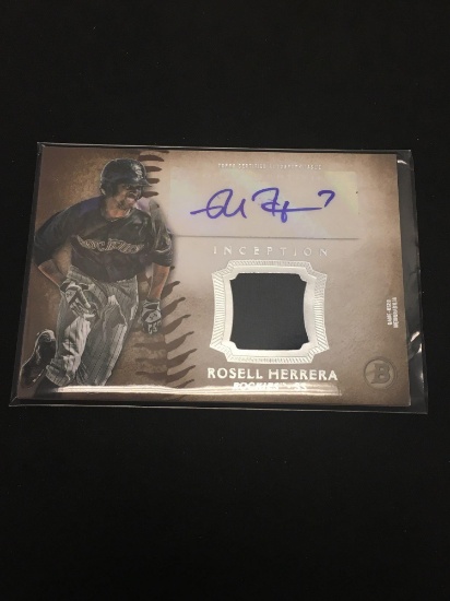 2015 Bowman Inception Rosell Herrera Rockies Rookie Autograph Jersey Baseball Card