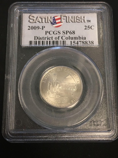 PCGS Graded 2009-P District of Columbia Quarter United States - Satin Finish - SP68