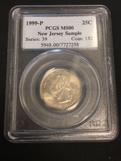 PCGS Graded 1999-P United States New Jersey Sample Quarter - MS00 Rare Coin