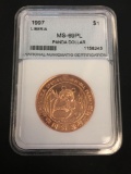 NNC Graded 1997 Liberia Panda Dollar Coin - MS69 PL
