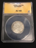 ANACS Graded 1906-A Germany Mark Silver Foreign Coin - AU 58