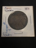1871 Great Britain Penny - Brown- Foreign Coin - Low Mintage Key Date