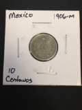 1906-M Mexico 10 Centavos Silver Foreign Coin - AU - .0643 ASW - (Marked by Consignor)