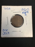 1946-S Over D United States Lincoln Wheat Back Penny Cent Coin = EF Condition (Graded by Consignor)