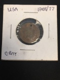 1888/77 United States Indian Head Penny Cent Coin - G Holed Condition (Graded By Consignor)