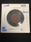 1873 United States Indian Head Penny Cent Coin - Marked 