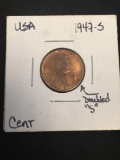 1947-S United States Lincoln Wheat Back Penny Cent Coin - 