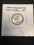 1946-S United States Roosevelt Silver Dime -90% Silver Coin - DDO 4-O-II-C - MS 63 - Graded By