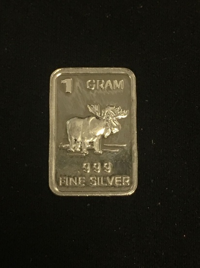1 Gram .999 Fine Silver Moose Bullion Bar