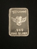 1 Gram .999 Fine Silver Owl Bullion Bar
