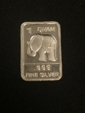 1 Gram .999 Fine Silver Elephant Bullion Bar