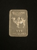 1 Gram .999 Fine Silver Camal Bullion Bar