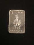 1 Gram .999 Fine Silver Chicken Bullion Bar