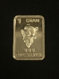 1 Gram .999 Fine Silver Teddy Bear Bullion Bar