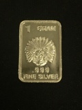 1 Gram .999 Fine Silver Aztec Indian Chief Bullion Bar