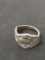 Vintage Rose Designed Sterling Silver Bypass Ring Band - Size 6