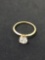 Classic 14 Karat Gold Filled Solitaire Ring Band w/ 6 mm Round White Sapphire - Size 8