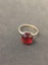 Rectangular 12x10 Faceted Red Garnet 14 Karat Rose Gold Plated Ring Band - Size