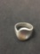 Old Pawn Mexico Concave Bypass Sterling Silver Two-Tone Ring Band - Size 10
