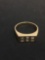 Flush Set Round & Baguette Diamond 14 Karat Yellow Gold Ring Band - Size 12.5 - 13 Grams