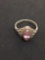 Marquise Faceted 9x5 pink Topaz Vintage Styled Sterling Silver Ring Band - Size 5
