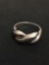 NF Designed Contoured Wave Sterling Silver Bypass Ring Band - Size 9