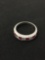 Alternating Ruby & White Sapphire Channel Set Sterling Silver Ring Band - Size 7