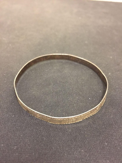 Laser Engraved 5 mm Wide Sterling Silver Solid Bangle Bracelet