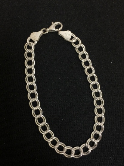 SU Italian Designed Double Curb Link 7" Sterling Silver Bracelet