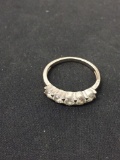 Five Rhinestone Sterling Silver Anniversary Ring Band - Size 9
