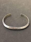 Hand-Engraved Knife Edge Styled Sterling Silver Solid Cuff Bracelet