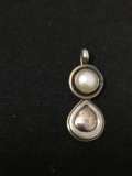 Vintage Pearl Inlaid Sterling Silver Pendant