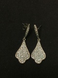Rhinestone Accented Pair of Sterling Silver Dangle Earrings