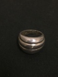 Wave Dome Styled Sterling Silver Ring Band - Size 6