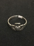 Petite Claddagh Designed Sterling Silver Ring Band - Size 6