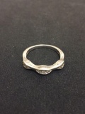 Diamond Accented Scalloped Sterling Silver Ring Band - Size 7