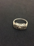 Vintage Marcasite Studded Sterling Silver Ring Band - Size7