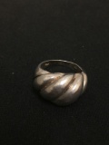 Scalloped Dome Styled Sterling Silver Ring Band - Size6