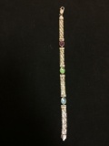 Fantasy Oval Faceted Multi-Colored Gemstone & Riccio Link 8