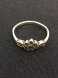 Thai Designed Marcasite Studded Sterling Silver Flower Styled Ring Band - Size 6