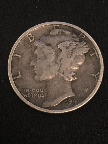 1941 United States Mercury Dime - 90% Silver Coin