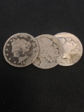 2 Count Lot of No Date United States Buffalo Nickel Coin & 1 Liberty V Nickel